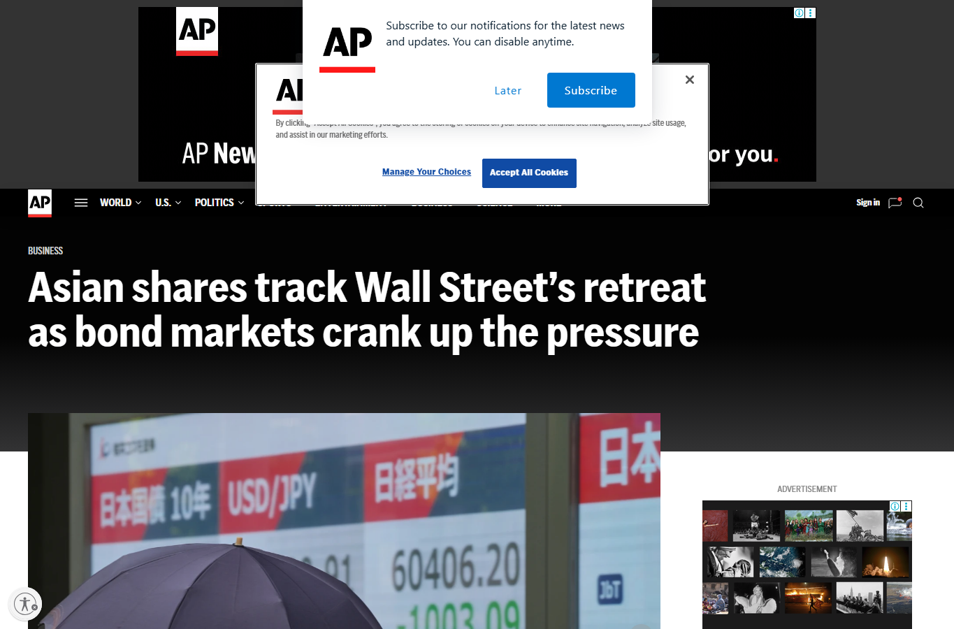 Screenshot of AP global markets report